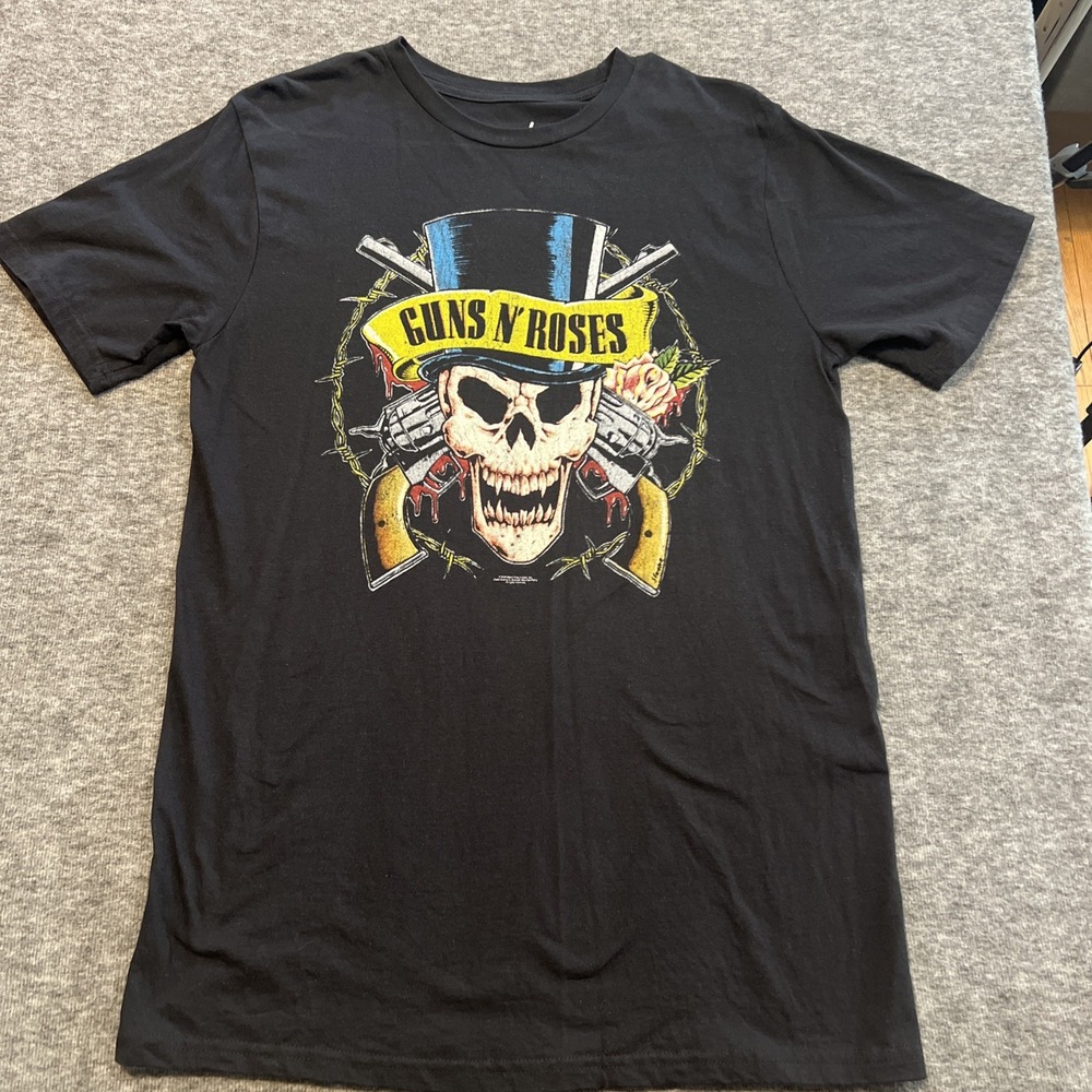 Guns N' Roses Skull Top Hat Pistol Logo Black‎ T-Shirt Bravado 2016 size Large